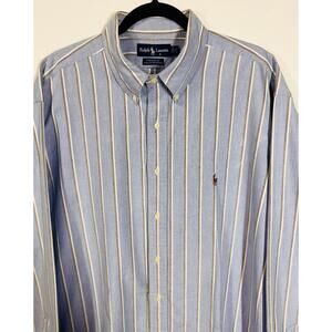 Ralph Lauren Yarmouth Oversize Cotton Oxford Blue Striped Men's Size 18-36/37
